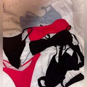 Red and Black Bikini Set